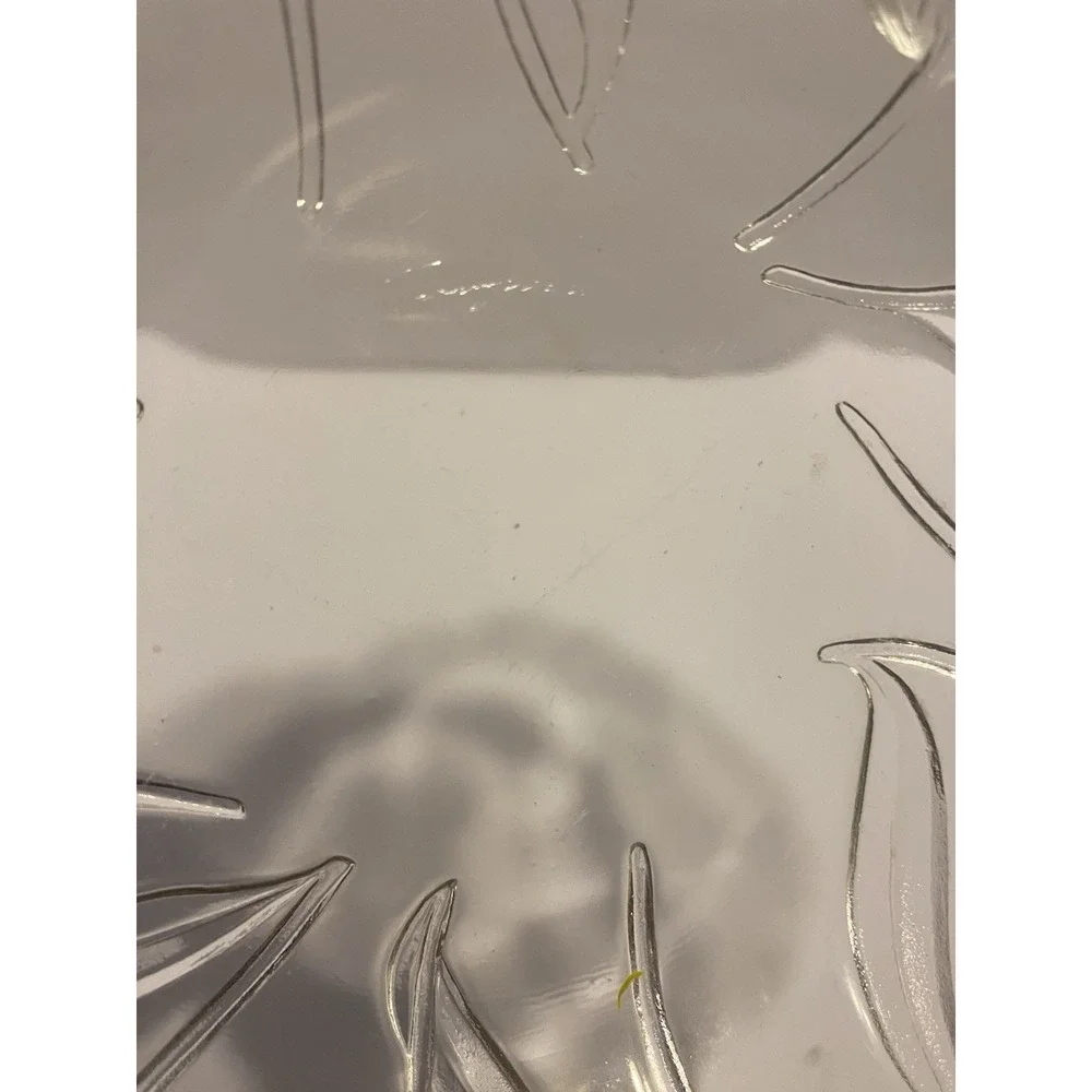 Set Of 3 Teleflora Clear Crystal Bowl Vase Center Piece‎ Frosted Tulips 7.25